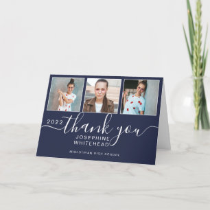 Photo Collage Navy Blue Graduation 2022 Thank You