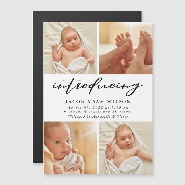 Photo Collage New Baby Birth Announcement (Front/Back)