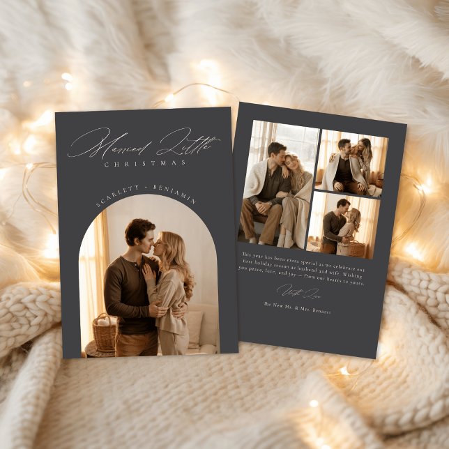 Photo Collage Newlywed Married Little Christmas Holiday Card (Creator Uploaded)
