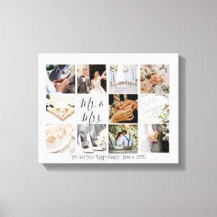 Photo Collage Newlyweds Create Your Own Modern  Canvas Print