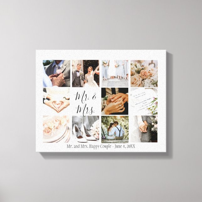 Photo Collage Newlyweds Create Your Own Modern  Canvas Print (Front)