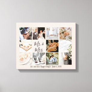 Photo Collage Newlyweds Create Your Own Modern Canvas Print