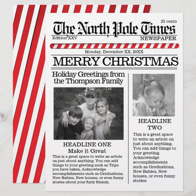 Photo Collage North Pole Santa Christmas Fun Letterhead (Front/Back)