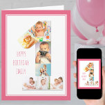Photo Collage Number 1 Girl's First Birthday Card<br><div class="desc">Unique and personalized 1st birthday photo card for a little girl. The photo template is set up for you to add your favourite pictures to this number 1 photo collage plus an extra special photo inside. You can also add her name to the front and customize the birthday greeting inside....</div>