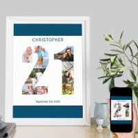 Photo Collage Number 21 Personalized 21st Birthday
