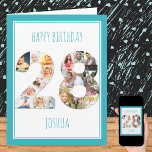Photo Collage Number 28 Blue 28th Birthday Card<br><div class="desc">Unique and personalized 28th birthday photo card. The photo template is set up for you to add your favourite pictures to this number 28 photo collage plus an extra special photo inside. You can also add a name or relation (eg son, brother) to the front and customize the birthday greeting...</div>