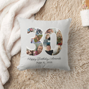 Photo Collage Number 30 - 30th Birthday Throw Pillow