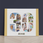 Photo Collage Number 30 Neutral 30th Birthday Faux Canvas Print<br><div class="desc">Create your own personalized photo gift for a 30th Birthday. This neat photo collage is in the shape of the number 30 on a white background with neutral beige sand / muted yellow borders. The collage can hold 14 photos and the template is set up ready for you to add...</div>