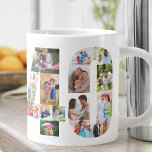Photo Collage Number 40 - 40th Birthday Large Coffee Mug<br><div class="desc">Personalized Giant Mug for 40th Birthday. Create your own photo collage using your favourite photos. Your photographs will automatically display in the shape of the number 40 on both sides of the mug. The photo collage holds a mixture of square, portrait and landscape pictures to give you good flexibility of...</div>