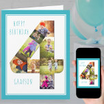 Photo Collage Number 4 Boy's 4th Birthday Card<br><div class="desc">Unique and personalized 4th birthday photo card for a little boy. The photo template is set up for you to add your favourite pictures to this number 4 photo collage plus an extra special photo inside. You can also add his name to the front and customize the birthday greeting inside....</div>
