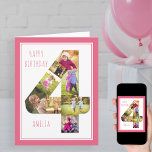 Photo Collage Number 4 Girl's 4th Birthday Card<br><div class="desc">Unique and personalized 4th birthday photo card for a little girl. The photo template is set up for you to add your favourite pictures to this number 4 photo collage plus an extra special photo inside. You can also add her name to the front and customize the birthday greeting inside....</div>