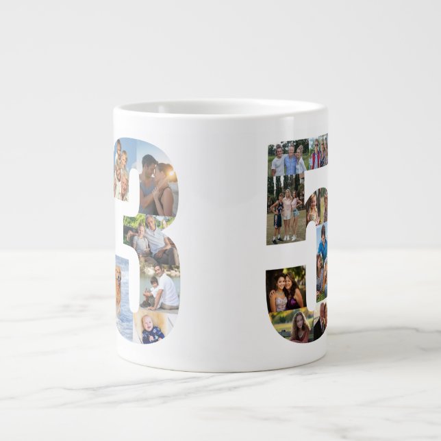Photo Collage Number 53 - 53rd Birthday Large Coffee Mug (Front)