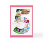 Photo Collage Number 5 Girl's 5th Birthday Card