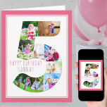 Photo Collage Number 5 Girl's 5th Birthday Card<br><div class="desc">Unique and personalized 5th birthday photo card for a little girl. The photo template is set up for you to add your favourite pictures to this number 5 photo collage plus an extra special photo inside. You can also add her name to the front and customize the birthday greeting inside....</div>