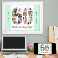 Photo Collage Number 60 Shape Mint 60th Birthday