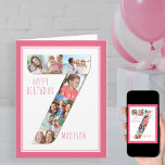 Photo Collage Number 7 Girl's 7th Birthday Card<br><div class="desc">Unique and personalized 7th birthday photo card for a young girl. The photo template is set up for you to add your favourite pictures to this number 7 photo collage plus an extra special photo inside. You can also add her name to the front and customize the birthday greeting inside....</div>