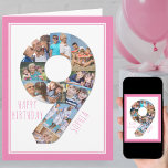 Photo Collage Number 9 Girl's 9th Birthday Card<br><div class="desc">Unique and personalized 9th birthday photo card for a young girl. The photo template is set up for you to add your favourite pictures to this number 9 photo collage plus an extra special photo inside. You can also add her name to the front and customize the birthday greeting inside....</div>