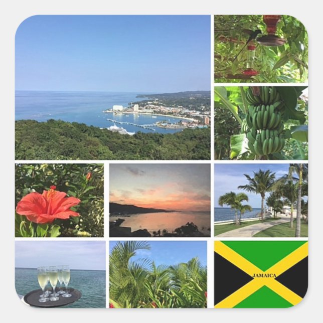 Photo Collage of Jamaica Square Sticker (Front)