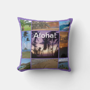 Photo Collage of Oahu, Hawaii Throw Pillow