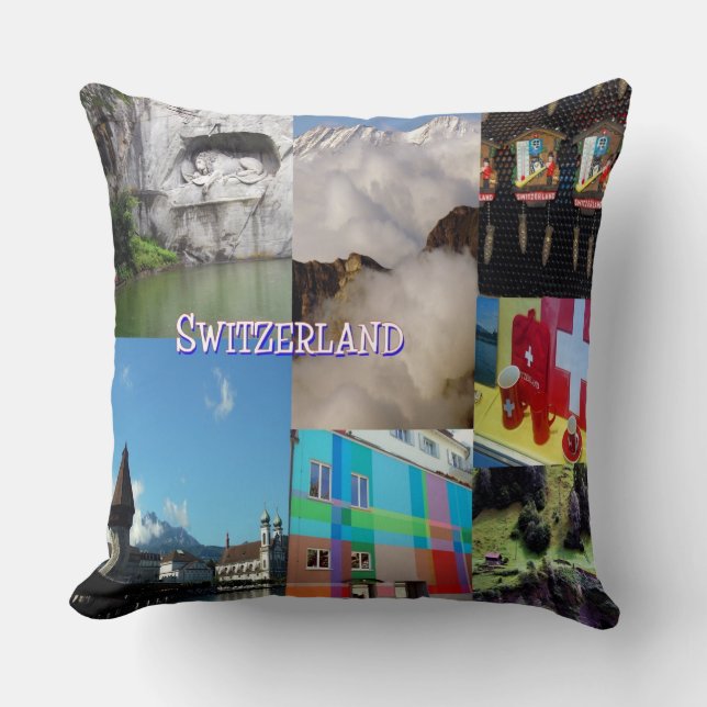 Photo Collage of Switzerland Throw Pillow (Front)