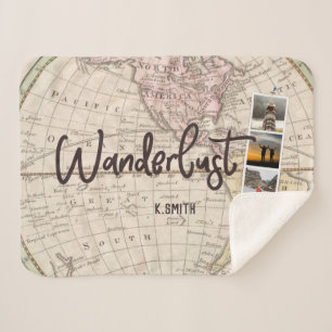 Photo Collage of Travel Memories. Wanderlust. Sherpa Blanket