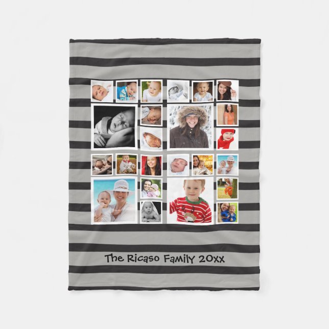 Photo Collage One of a Kind Personalized Custom Fleece Blanket (Front)