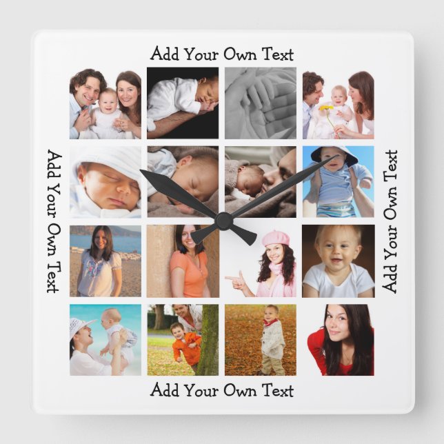 Photo Collage  One Of A Kind Personalized Square Wall Clock (Front)