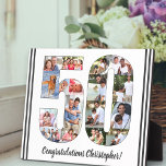 Photo Collage Outlined Number 50 Birthday Plaque<br><div class="desc">50th Birthday Plaque - personalized with a photo collage of your favourite photos and custom text. The photo template is set up ready for you to add your photos, which will be displayed in the shape of a number 50, outlined with a fine black line. The wording, which currently reads...</div>