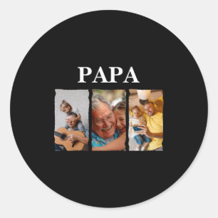 Photo Collage Papa D Gift Classic Round Sticker