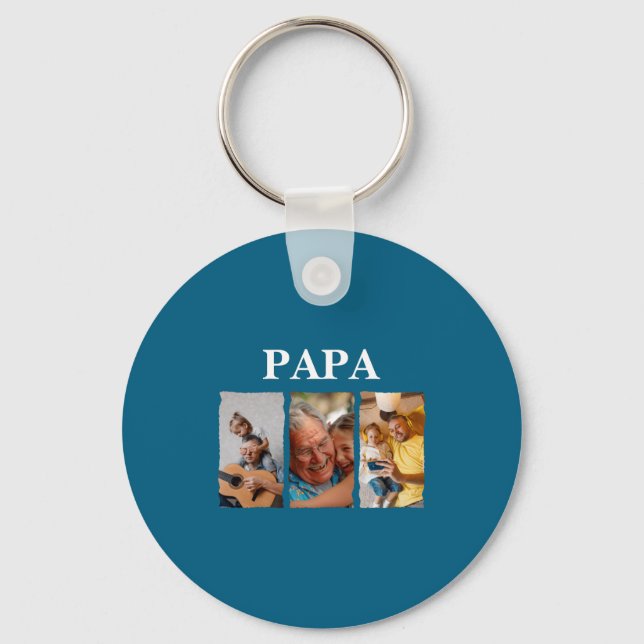 Photo Collage Papa D Gift  Keychain (Front)