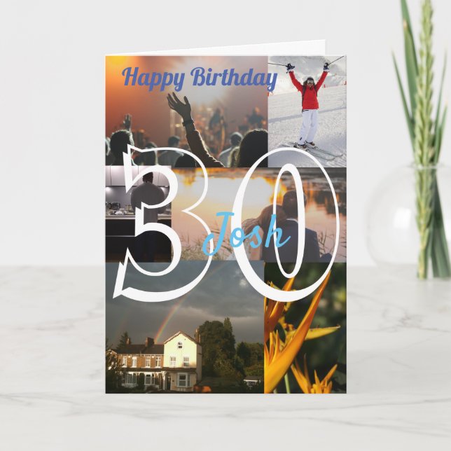 Photo Collage Personalised 30th Birthday Card (Front)