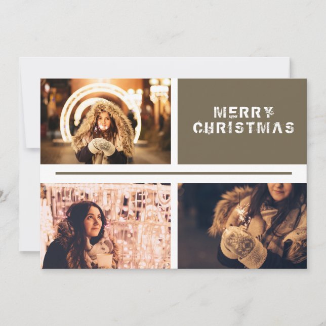 Photo Collage Personalizable Modern Christmas Holiday Card (Front)