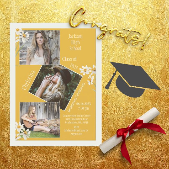 Photo Collage Personalized 4 Pictures Gold Announcement (Creator Uploaded)