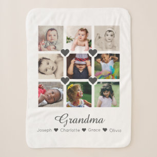 Photo Collage Personalized 9 Photos With Hearts Sherpa Blanket