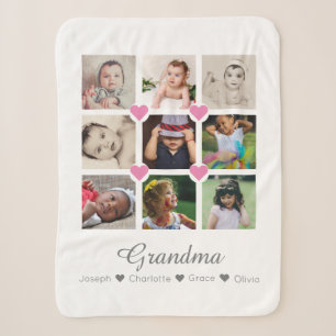 Photo Collage Personalized 9 Photos With Hearts Sherpa Blanket
