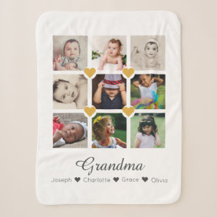 Photo Collage Personalized 9 Photos With Hearts Sherpa Blanket