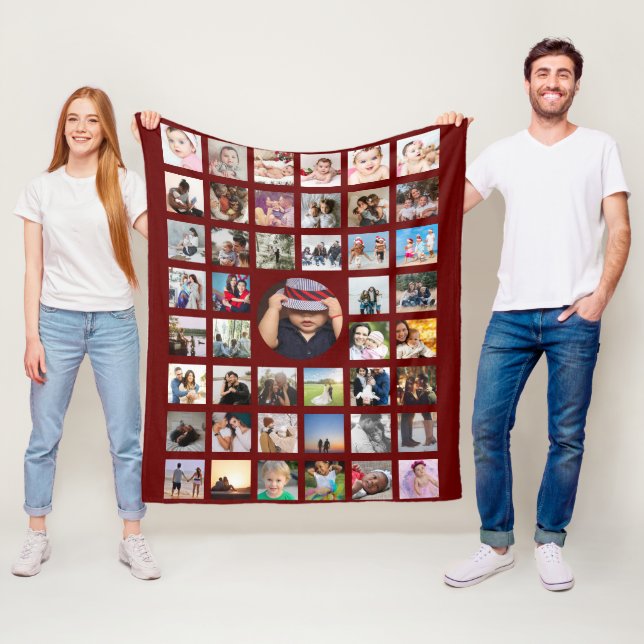 Photo Collage Personalized DIY Custom Fleece Blanket (In Situ)