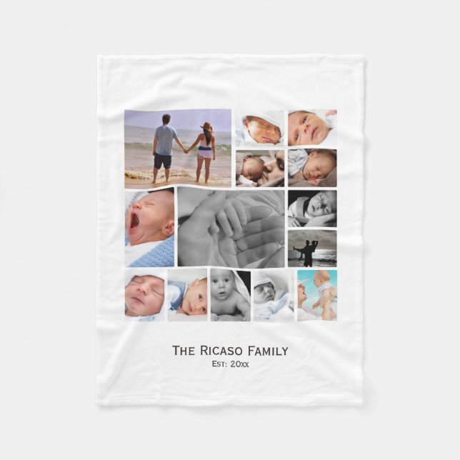 Photo Collage Personalized Fleece Blanket (Front)