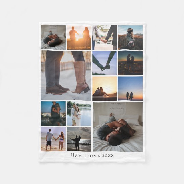 Photo Collage Personalized Fleece Blanket (Front)