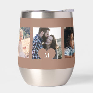 Photo collage personalized heart monogram brown