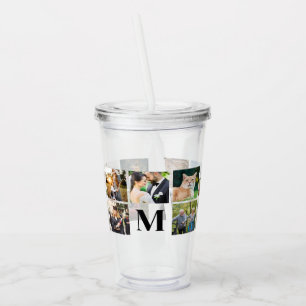 Photo Collage Personalized Monogram Acrylic Tumbler