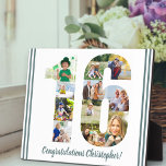 Photo Collage Personalized Number 16 Birthday Plaque<br><div class="desc">16th Birthday Plaque - personalized with a photo collage of your favourite photos and custom text. The photo template is set up ready for you to add your photos, which will be displayed in the shape of a number 16. The wording, which currently reads "Congratulations [name]!" can also be customized....</div>