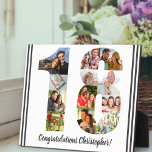 Photo Collage Personalized Number 18 Birthday Plaque<br><div class="desc">18th Birthday Plaque - personalized with a photo collage of your favourite photos and custom text. The photo template is set up ready for you to add your photos, which will be displayed in the shape of a number 18. The wording, which currently reads "Congratulations [name]!" can also be customized....</div>