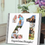 Photo Collage Personalized Number 21 Birthday Plaque<br><div class="desc">21st Birthday Plaque - personalized with a photo collage of your favourite photos and custom text. The photo template is set up ready for you to add your photos, which will be displayed in the shape of a number 21. The wording, which currently reads "Congratulations [name]!" can also be customized....</div>