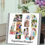 Photo Collage Personalized Number 40 Birthday Plaque<br><div class="desc">40th Birthday Plaque - personalized with a photo collage of your favourite photos and custom text. The photo template is set up ready for you to add your photos, which will be displayed in the shape of a number 40. The wording, which currently reads "Congratulations [name]!" can also be customized....</div>