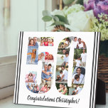 Photo Collage Personalized Number 50 Birthday Plaque<br><div class="desc">50th Birthday Plaque - personalized with a photo collage of your favourite photos and custom text. The photo template is set up ready for you to add your photos, which will be displayed in the shape of a number 50. The wording, which currently reads "Congratulations [name]!" can also be customized....</div>