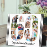 Photo Collage Personalized Number 60 Birthday Plaque<br><div class="desc">60th Birthday Plaque - personalized with a photo collage of your favourite photos and custom text. The photo template is set up ready for you to add your photos, which will be displayed in the shape of a number 60. The wording, which currently reads "Congratulations [name]!" can also be customized....</div>
