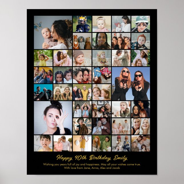 Photo Collage Personalized Picture Mosaic Gift Poster (Front)