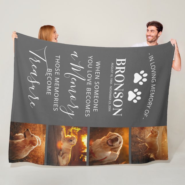Photo Collage - Pet Memorial Keepsake Fleece Blanket (In Situ)