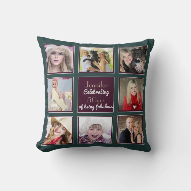 Photo Collage Pillow - Square Photos - Instagram (Front)